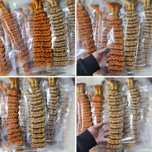 Capelli Vergini per Trecce Onda Profonda Boho Biondo Miele Senza Trama Capelli Umani Ricci in Bulk per Intrecciare - Product Image 6