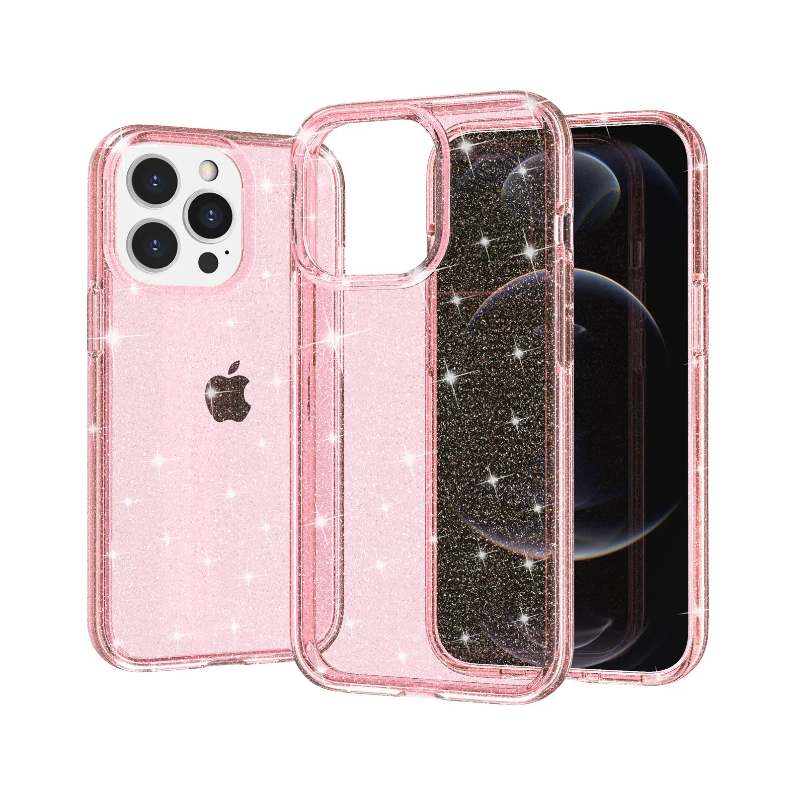 New Shinning Glitter Hard Acrylic Phone Case For iPhone 14 13 12 11 Pro Max X XR 7 8 Plus Transparent Protective Cover