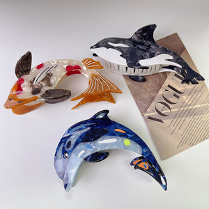 Ocean Woman Sweet Style Accesorios para el cabello Big Cute Dolphin <span class=keywords><strong>Hair</strong></span> <span class=keywords><strong>Clips</strong></span> Pinzas de acetato de celulosa Pinzas para el cabello para niñas - Product Image 3