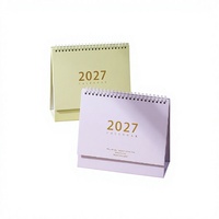 Impression de calendriers, design minimaliste 2027, papier crème texturé, calendrier de bureau, impression à chaud dorée, personnalisable