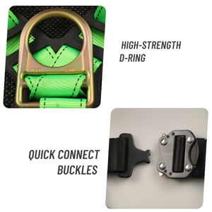 CE認証取得済み ポリエステル製全身安全帯 衝撃吸収ランヤード 1500kg破断強度 スチールDリング 落下防止 - Product Image 3