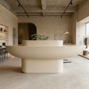 Mostrador de Recepción de Fibra de Vidrio CR003 con Diseño de Concha para Vestíbulo, Salón de Belleza, Spa, Oficina, Área de Espera, Tienda Minorista, Mostrador de Caja - Product Image 4