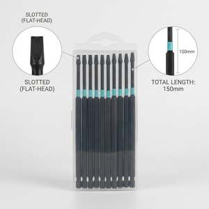 6.35mm S2 Strong Magnetic High Torque Long Flat Head Magnetic <b>Screwdriver</b> <b>Bits</b> <b>Set</b> - Hex Shank for Power Drill - Product Image 3