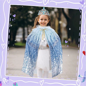 Cape de <span class=keywords><strong>sirène</strong></span> dégradée <span class=keywords><strong>2024</strong></span> en polyester pour enfants, style français, brodée de paillettes, accessoires non inclus - Product Image 3