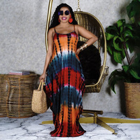 Nouvelle Collection Go Party Robe Longue Femme Grande Taille XL-5XL Tie-Dye Ample à Bretelles Style Dos Nu pour l'Été Vêtements