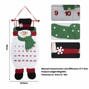 Calendrier de l'Avent de Noël 2025, nouveau design, décorations en feutre polyester 3D, ornements d'arbre, compte à rebours, décorations murales, porte, Père Noël - Product Image 2
