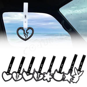 Anneau universel pour voiture Tsurikawa JDM en fibre de carbone, anneau de poignée en plastique, sangle en PVC de haute qualité, forme d'étoile, cœur de démon, anneau de dérive - Product Image 1