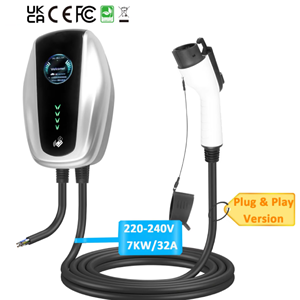 Nouvelle station de recharge pour véhicules électriques de type 1, 7 kW, 32 A, murale, pour la maison, chargeur de voiture électrique, argent, emballage personnalisé avec logo OEM - Product Image 1