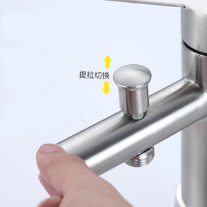 Grifo de lavabo de acero inoxidable con una sola manija, válvula de cerámica, montaje en cubierta, interruptor de elevación para lavabo de baño - Product Image 1