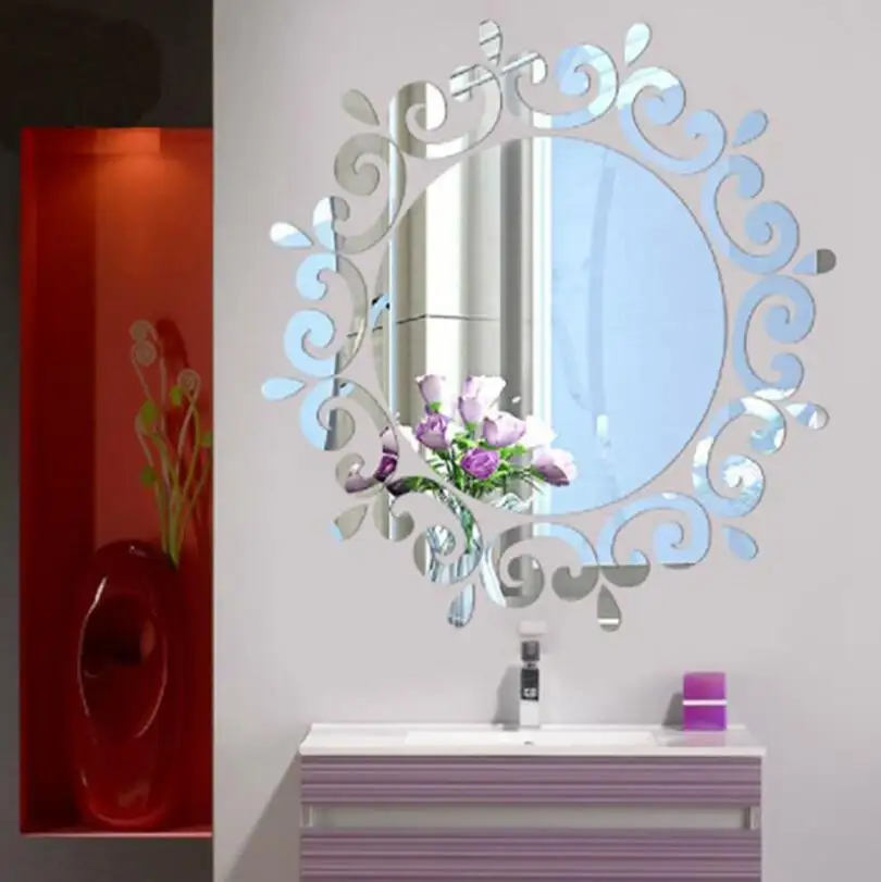 ZY0168C Amazon Hot sell 3d mirror wall sticker decoration bathroom wall sticker decoration bedroom living room