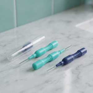 Brosse interdentaire orthodontique à manche courbé pour adultes avec capuchon de protection, poils en nylon réutilisables, manche en plastique - Product Image 3