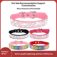 Ensemble collier et laisse pour chien en polyester brillant avec strass CLH pour chiens de petite/moyenne taille