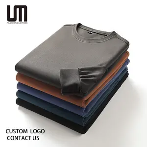 Liu Ming Atacado 2024 Nova Moda Masculina Casual Slim Fit Básico Pulôver Cor Sólida Tops Moletons