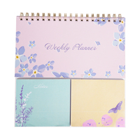 Bloc-notes promotionnel personnalisé A5, 60 feuilles, marque Offistar, liste de choses à faire, bloc-notes pour enfants, bloc-notes avec pochette, ensemble de stylos, fleurs roses