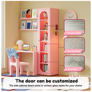 Pink Carbon Steel <strong>Small</strong> Narrow Bookshelf, <strong>Corner</strong> Bookcase Metal <strong>Unit</strong> for Living Room Apartment - Product Image 3