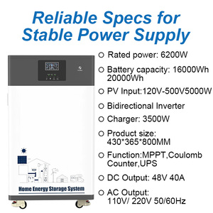 เครื่องกำเนิดไฟฟ้าพกพา 6200W 16000Wh LiFePO4 5000W พร้อมระบบโซลาร์ MPPT จั๊มสตาร์ท ไฟฉาย สำหรับบ้าน รถยนต์ไฟฟ้า กิจกรรมกลางแจ้ง แคมป์ปิ้ง - Product Image 6