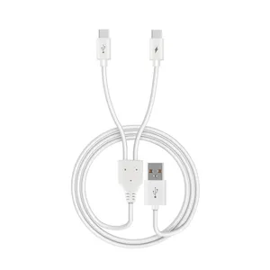 2合1 Type-C快速充电USB数据线批发USB至双USB C 1.2M Tipo C充电电缆，用于迷你风扇智能设备