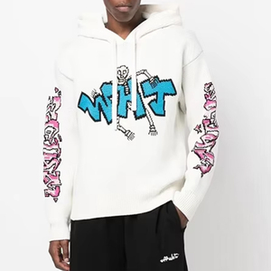 HUIFAN Custom OEM Wool Sweater Wholesale Sweater Men Designer Logo Jacquard Pattern Knitwear Pullover Hoodies Knitted Sweaters