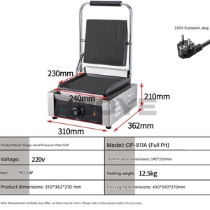 Grill panini électrique commercial 1800W <span class=keywords><strong>en</strong></span> acier inoxydable, presse à sandwich double face - Product Image 4