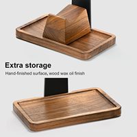 Support pour casque avec support pour manette de jeu, support pour casque en bois de noyer avec base de rangement, accessoires pour équipement de jeu pour bureau