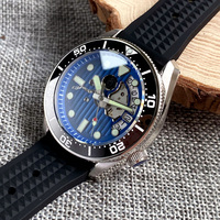NH35 Creux Squelette Plongeur Mécanique Montre Hommes 3.8 Couronne Chapitre Anneau Noir Gaufre Bande Calendrier Date 120 clics Lunette 42.5mm