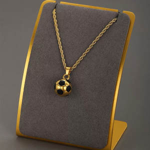 Dainty 14k 18k PVD Gold Plated 316L Stainless Steel Men's <b>Football</b> Charm <b>Necklace</b> Fine Jewelry <b>Necklace</b> Sports for Men - Product Image 1