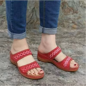 Summer Hot Sale Women's <b>Large</b> Size Sandals Flat Hollowed Comfortable Cushioning Slip-On Closure Light Breathable Platform - Product Image 2