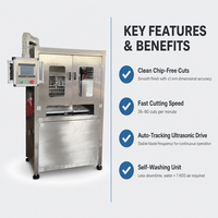 Machine de découpe de rouleaux suisses à ultrasons automatique Fourniture d'usine Trancheuse à gâteaux et pizzas congelés pour restaurants État neuf et utilisé