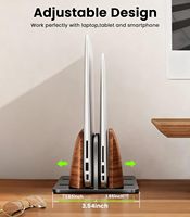 Support vertical pour ordinateur portable [Support en bois à double fente] Base réglable pour MacBook Pro/Air (jusqu'à 17,3 pouces)
