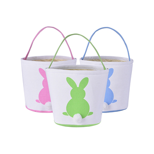 Fluffy Tails Printed Rabbit Canvas Toys Tote <strong>Easter</strong> Bunny Basket <strong>Easter</strong> <strong>Bags</strong> for Kids - Product Image 1