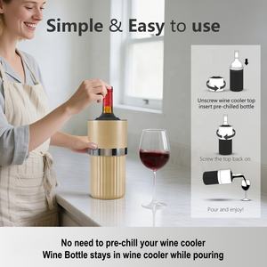 Enfriador de Botellas de Vino de Doble Pared con Aislamiento al Vacío de 750 ml, Enfriador de Champán Portátil, Funda Enfriadora de Vino de Acero Inoxidable - Product Image 5