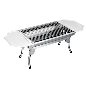 Grill de table Vente à chaud Style valise Barbecue Grill Camping en plein air Noir Portable Table à charbon de bois Pliant BBq Grill