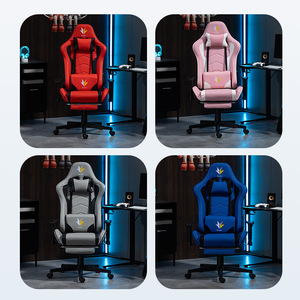 เก้าอี้เกมมิ่ง สีเทา-ดำ ผ้าหุ้มบุโฟม พร้อมที่พักเท้า ปรับเอนได้ ใช้สำหรับสำนักงาน/โต๊ะทำงาน - Product Image 4