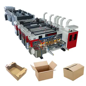 Macchina da stampa flessografica in cartone ondulato e macchina per incollare in linea