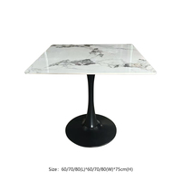 Table de café d'extérieur résistante en pierre frittée, table à manger de 60, 70, 80 cm avec base en métal robuste pour hôtel, restaurant