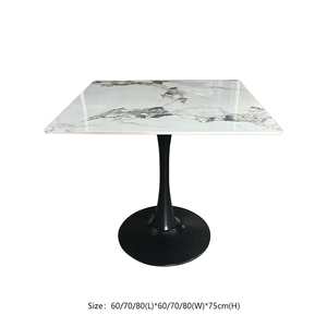 Tavolo da Esterno per Caffè in Pietra Sinterizzata Resistente, 60 70 80cm, con Base in Metallo Robusta per Hotel e Ristoranti - Product Image 3