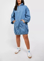 Robe en jean bleu de grande taille pour femmes à manches longues robe pull en jean à capuche grande taille personnalisée