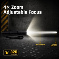 Mini Linterna con Clip Doble y Zoom, 320 Lúmenes, Recargable por USB, Resistente al Agua IP65, Clip para Gorra de Aluminio, Linterna LED de Bolsillo EDC