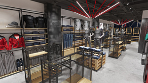 Tùy chỉnh cửa hàng thể thao kim loại quần áo hiển thị kệ giày hiển thị giá đứng Giày thể thao hiển thị tường đồ nội thất với truy cập - Product Image 5