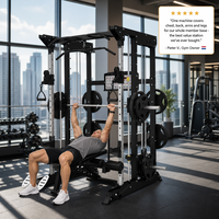 Machine Smith multifonctionnelle professionnelle pour salle de sport avec exercice triceps, en acier inoxydable, à charge par plaques