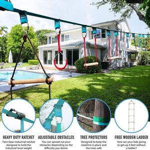 Giban, usine de source de <span class=keywords><strong>Ninja</strong></span> slack line, Course d'obstacles <span class=keywords><strong>Ninja</strong></span> <span class=keywords><strong>Slackline</strong></span> de 50 pieds, équipement de jeu en plein air pour enfants - Product Image 6
