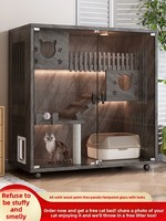 Cage pour chat d'intérieur intégrée, château pour chat en résine marbrée, assemblage facile, super grande surface, armoire pour chat, nid pour chat