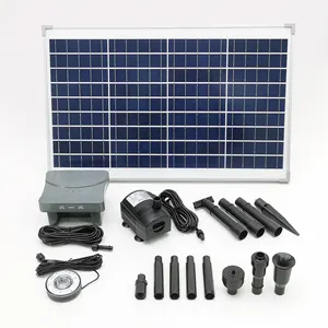 40W/18V débit 1400lph avec batterie et lumière LED, Kit de pompe de fontaine solaire pompe à eau cc pour jardin et étangs SPBL40-501218E