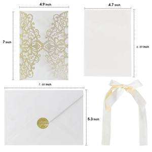 Cartes d'invitation de <span class=keywords><strong>mariage</strong></span> avec ruban papillon et <span class=keywords><strong>enveloppe</strong></span> papier carte cadeau fête Thanksgiving carte de voeux <span class=keywords><strong>dentelle</strong></span> de <span class=keywords><strong>mariage</strong></span> - Product Image 5