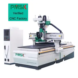 Automatic Wooden Kitchen Cabinet Door Making Machines Atc Cnc Router With Linear Auto Tool Changer