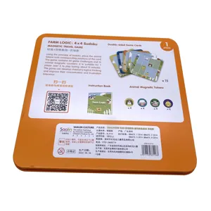 Factory Price Manufacturer Sudoku Card Iron Box Tinplate Yellow Square Tin Box