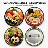Badge en métal personnalisé brodé de qualité supérieure pour la restauration (sushi, ramen), plaque souvenir, broche pour restaurant et café - Vente en gros