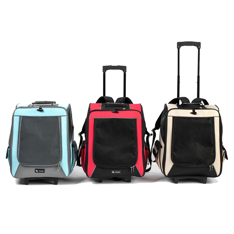 Bolsa de transporte para perros de tamaño mediano con ruedas para equipaje, mochila para cochecito para perros, gatos, mascotas pequeñas para viajar al aire libre