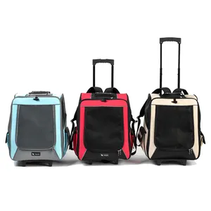 Medium Size Pet Dog Carrier Trolley Bag with Wheel Luggage Stroller Backpack for Dogs Cats Small Pets for Travelling Outdoor Use