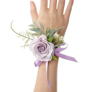 Wedding Accessories Supplier Girls Bridesmaid Wrist Corsage Pearl Bracelet Hand Flowers